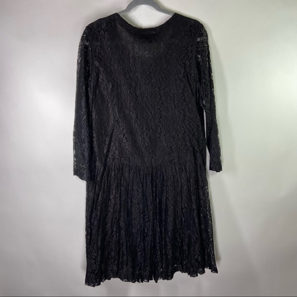 Vintage Passports Pier 1 Imports Medium Black Floral Lace Sheer Dropwaist Dress - Picture 5 of 8